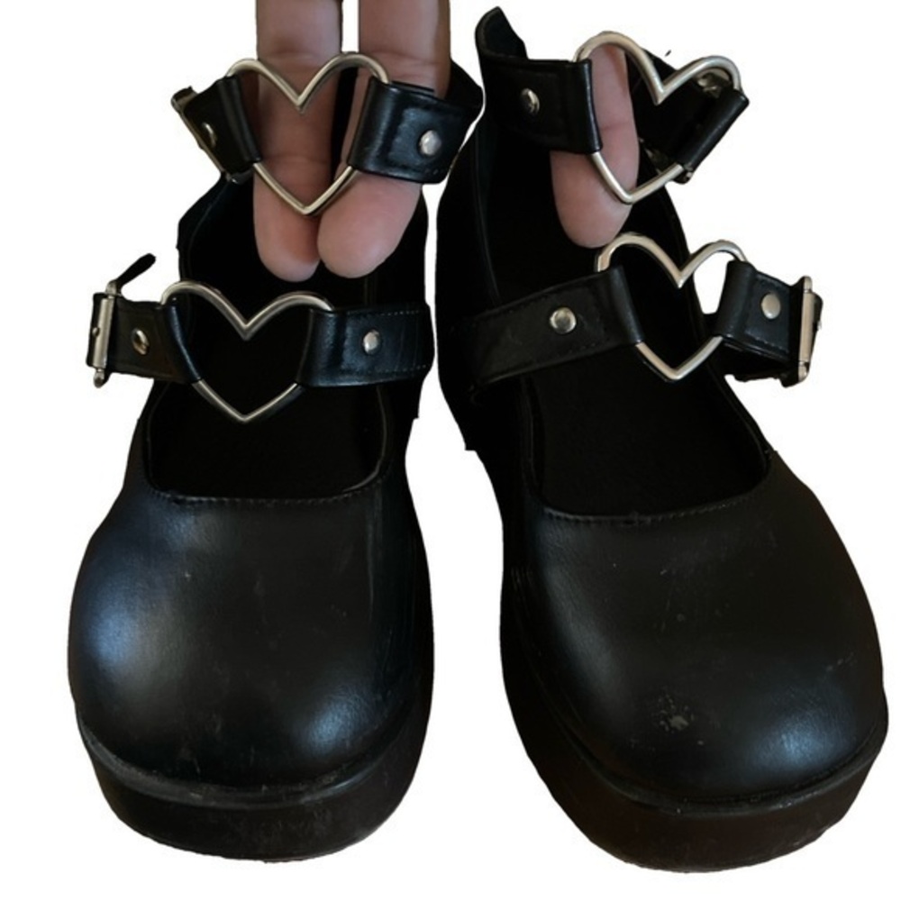 Mary Jane Crybaby Heart Buckle Lolita Doll Platforms GUC size 6.5